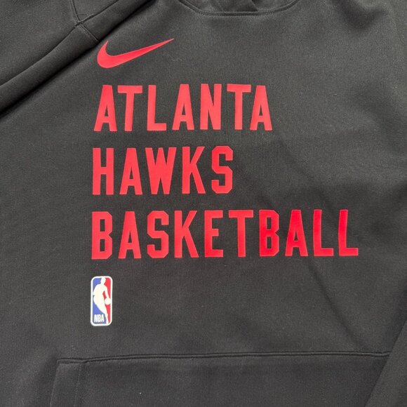 Atlanta Hawks Nike Hoodie Men M Black DRI-FIT Pullover Performance Sweatshirt - Picture 3 of 14